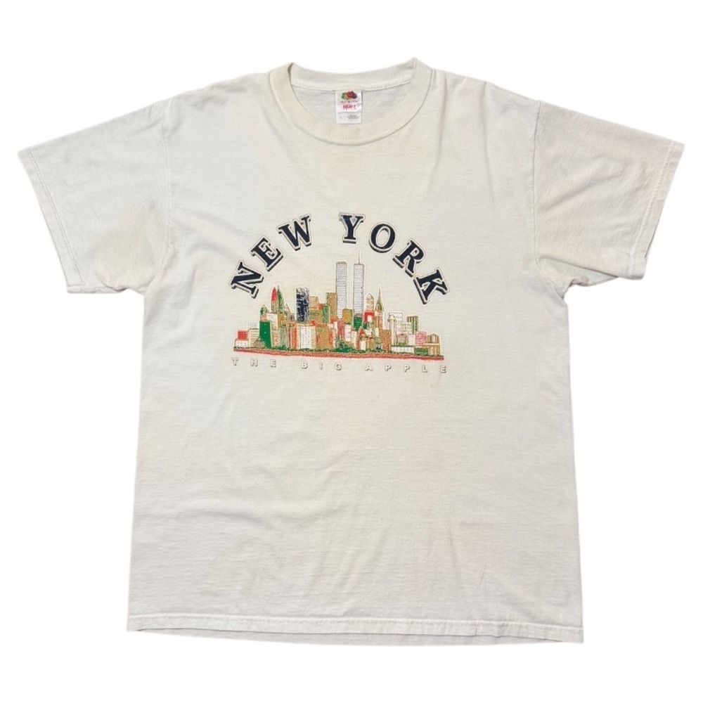 Vintage 90s New York City NYC USA Skyline Twin Towers Travel Art Graphic T-shirt